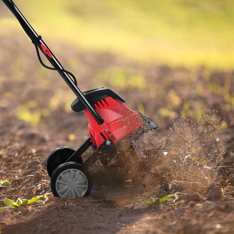 Electric Tiller Corded Power Cultivator with Foldable Handle, 9" Tilling Depth & 4/6 Tines, Garden Rototiller Tool for Lawn Soil Digging