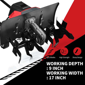 Electric Tiller Corded Power Cultivator with Foldable Handle, 9" Tilling Depth & 4/6 Tines, Garden Rototiller Tool for Lawn Soil Digging