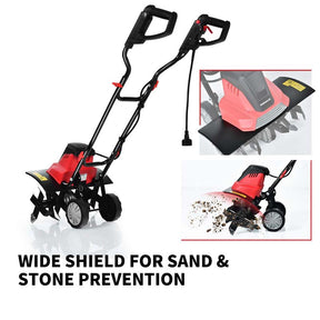 Electric Tiller Corded Power Cultivator with Foldable Handle, 9" Tilling Depth & 4/6 Tines, Garden Rototiller Tool for Lawn Soil Digging
