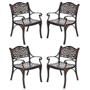 2/4Pcs All-Weather Cast Aluminum Chairs with Armrests & Curved Seats, Outdoor Dining Chairs Patio Bistro Armchairs for Backyard Garden Poolside
