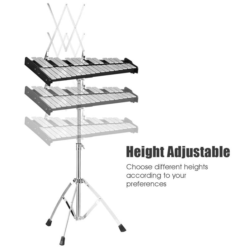 30 Note Percussion Glockenspiel Bell Kit, Adjustable Height Xylophone with Practice Pad Mallets Sticks Stand Carrying Bag