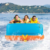 3-Rider Towable Tube for Boating, Sofa Style Inflatable Towable Boat Tube with Dual Tow Points, EVA Seat Pads & Nylon Cover for Water Sports to Pull