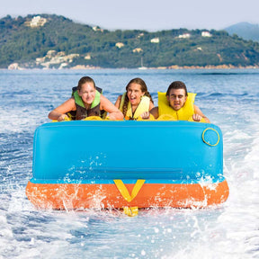 3-Rider Towable Tube for Boating, Sofa Style Inflatable Towable Boat Tube with Dual Tow Points, EVA Seat Pads & Nylon Cover for Water Sports to Pull