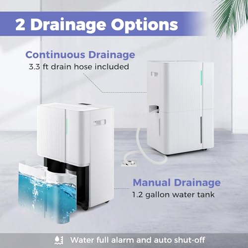 74 Pints Dehumidifier for Home, 4500 Sq. Ft Dehumidifier w/3 Modes, 24H Timer, 3-Color Indicator, Child Lock & Drain Hose, Energy Efficient Dehumidifier for Bathroom, Bedroom, Basement