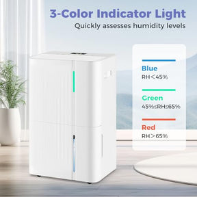 96 Pints Dehumidifier for Home, 5500 Sq. Ft Dehumidifier w/3 Modes, 24H Timer, 3-Color Indicator, Child Lock & Drain Hose, Energy Efficient Dehumidifier for Bathroom, Bedroom, Basement