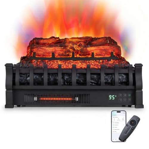 Infrared Quartz Electric Fireplace Heater, Alexa and Google Assistant Compatible, 5 Flame Modes, 8H Timer, 1500W