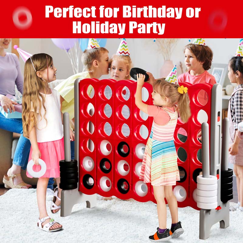 Giant 4-In-A-Row Jumbo 4-to-Score Giant Game Set with 42 Jumbo Rings & Quick-Release Slider