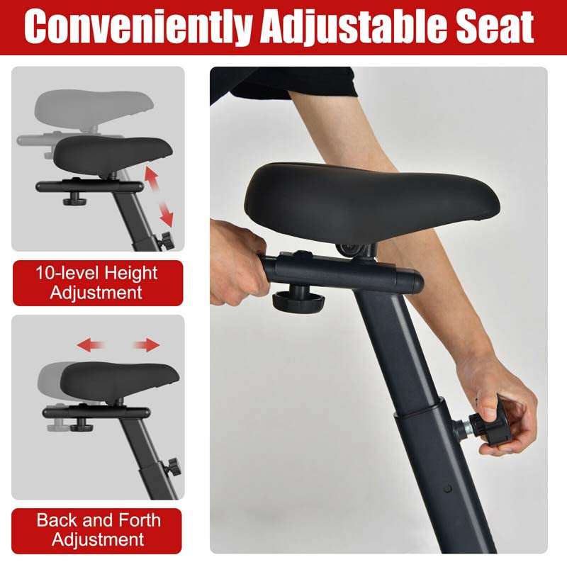 Moving Upright Air Bike, Fan Exercise Bike w/Unlimited Resistance, LCD Monitor, Phone Holder, Adjustable Seat, Built-in Wheels for Home Cardio Workout