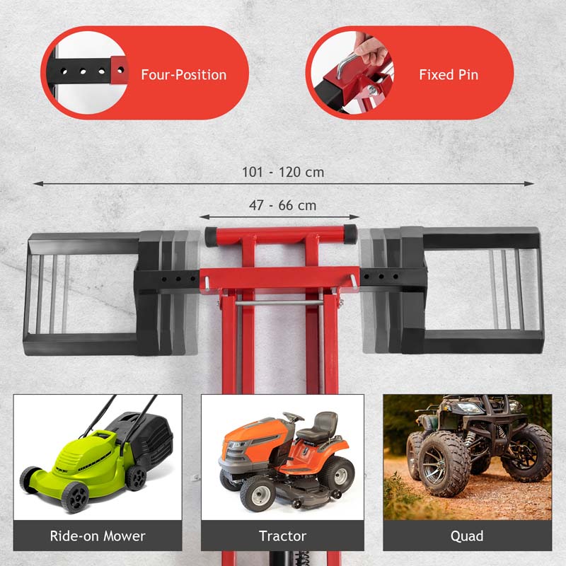 500 LBS Hydraulic Lawn Mower Lift Jack with Non-Slip Wheels, Adjustable Heavy Duty Zero Turn Riding Mower Lift Hoist for Garden Tractor Maintenance