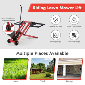 500 LBS Hydraulic Lawn Mower Lift Jack with Non-Slip Wheels, Adjustable Heavy Duty Zero Turn Riding Mower Lift Hoist for Garden Tractor Maintenance