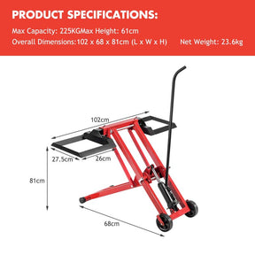 500 LBS Hydraulic Lawn Mower Lift Jack with Non-Slip Wheels, Adjustable Heavy Duty Zero Turn Riding Mower Lift Hoist for Garden Tractor Maintenance