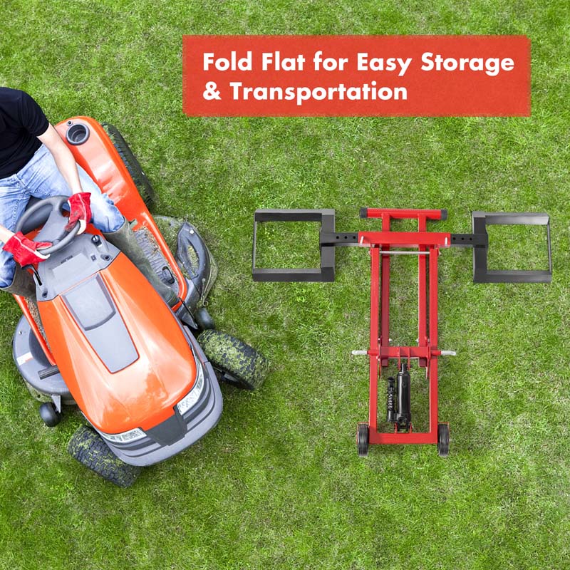 500 LBS Hydraulic Lawn Mower Lift Jack with Non-Slip Wheels, Adjustable Heavy Duty Zero Turn Riding Mower Lift Hoist for Garden Tractor Maintenance