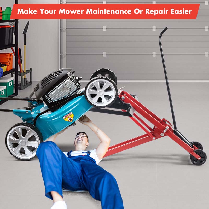 500 LBS Hydraulic Lawn Mower Lift Jack with Non-Slip Wheels, Adjustable Heavy Duty Zero Turn Riding Mower Lift Hoist for Garden Tractor Maintenance