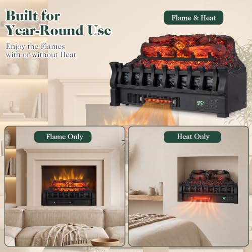 Infrared Quartz Electric Fireplace Heater, Alexa and Google Assistant Compatible, 5 Flame Modes, 8H Timer, 1500W