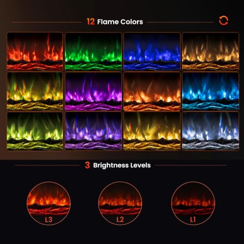 36/40 Inch Recessed Electric Fireplace Heater