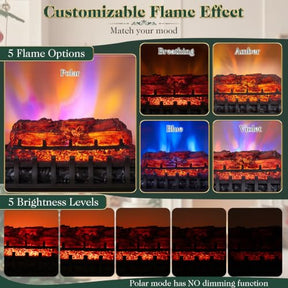 Infrared Quartz Electric Fireplace Heater, Alexa and Google Assistant Compatible, 5 Flame Modes, 8H Timer, 1500W