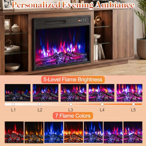 Recessed Stove Heater with Touch Panel, 8H Timer, Overheat Protection, 7 Flame Colors, 5 Adjustable Brightness,750/1500W
