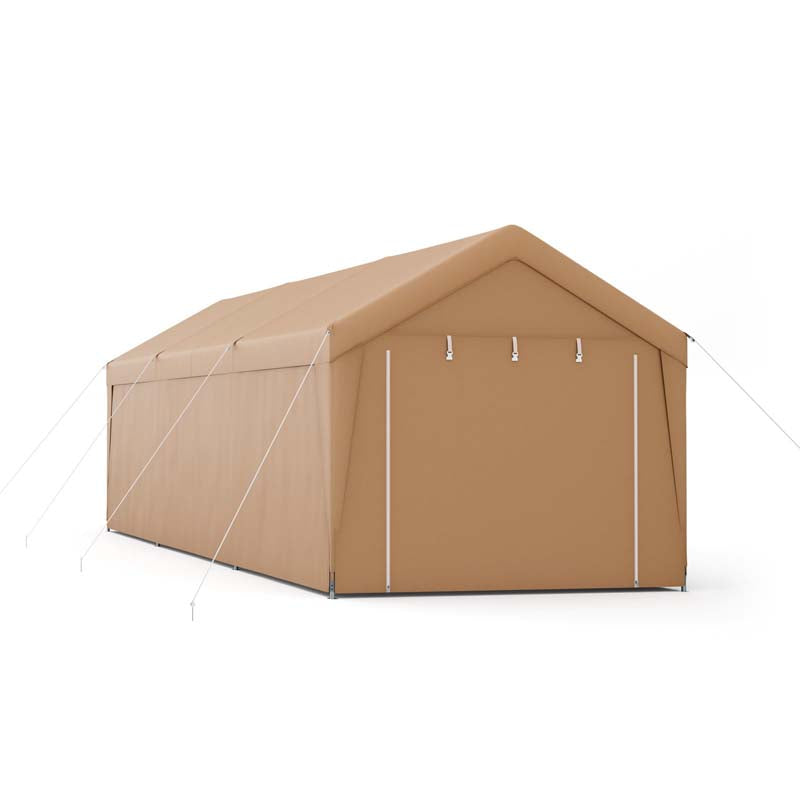 10 x 20 FT Heavy-Duty Carport Portable Garage Tent with Steel Frame & Sidewalls, Outdoor Car Canopy Shelter for Truck SUV Boat