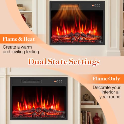 Recessed Stove Heater with Touch Panel, 8H Timer, Overheat Protection, 7 Flame Colors, 5 Adjustable Brightness,750/1500W