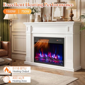 Recessed Stove Heater with Touch Panel, 8H Timer, Overheat Protection, 7 Flame Colors, 5 Adjustable Brightness,750/1500W