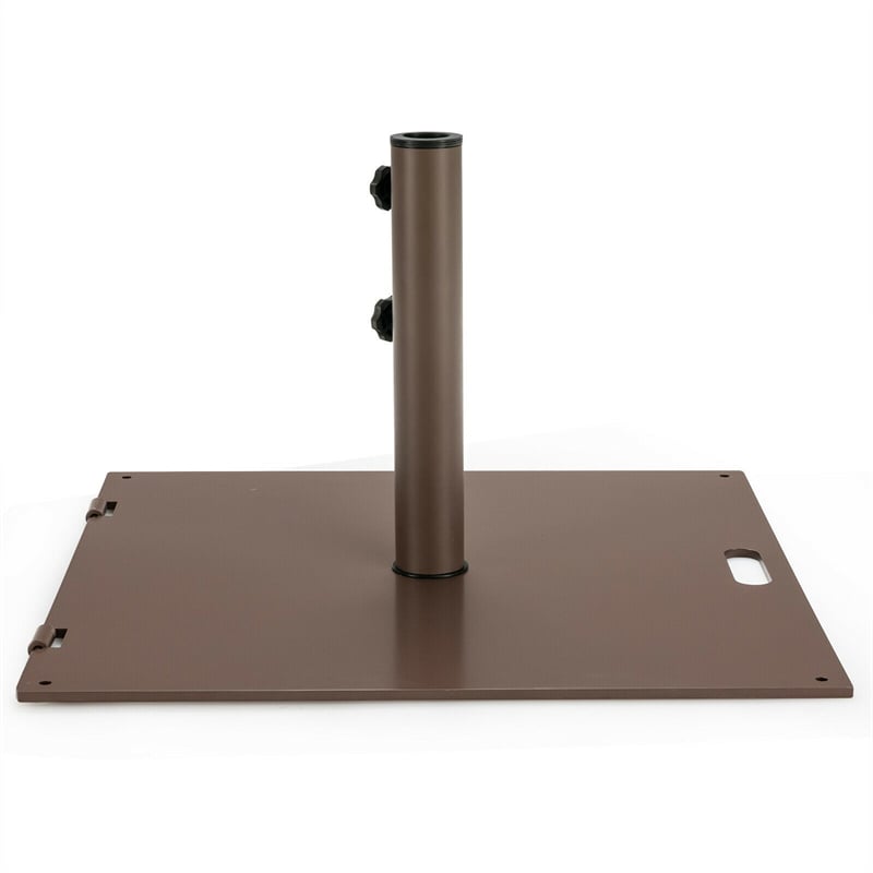 50 LBS Heavy Duty Patio Umbrella Base Stand, 24" Square Steel Outdoor Umbrella Weight with Wheels & 2 Tightening Knobs for Garden Deck Poolside
