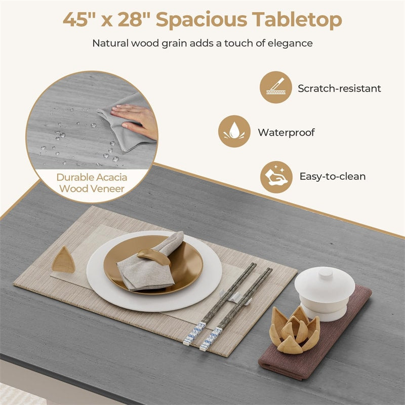 5-Piece Dining Table Set for 4, Wood Kitchen Table & 4 Chairs w/ Rubber Wood Legs, Mid-Century Modern Farmhouse Dinette Set for Small Spaces