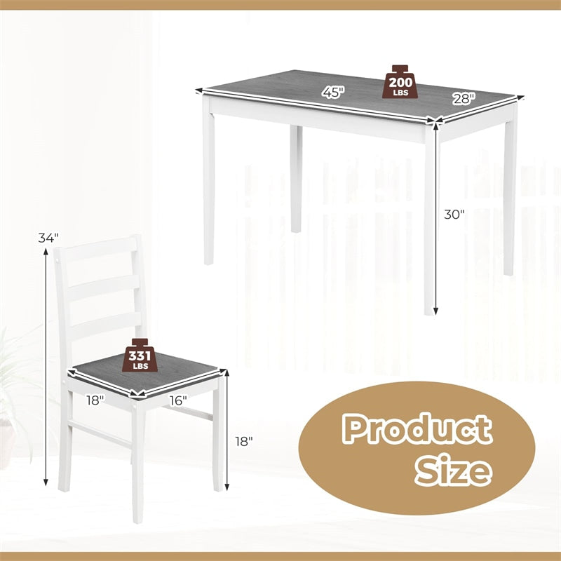 5-Piece Dining Table Set for 4, Wood Kitchen Table & 4 Chairs w/ Rubber Wood Legs, Mid-Century Modern Farmhouse Dinette Set for Small Spaces