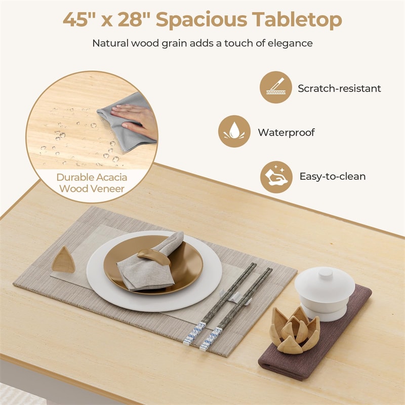 5-Piece Dining Table Set for 4, Wood Kitchen Table & 4 Chairs w/ Rubber Wood Legs, Mid-Century Modern Farmhouse Dinette Set for Small Spaces