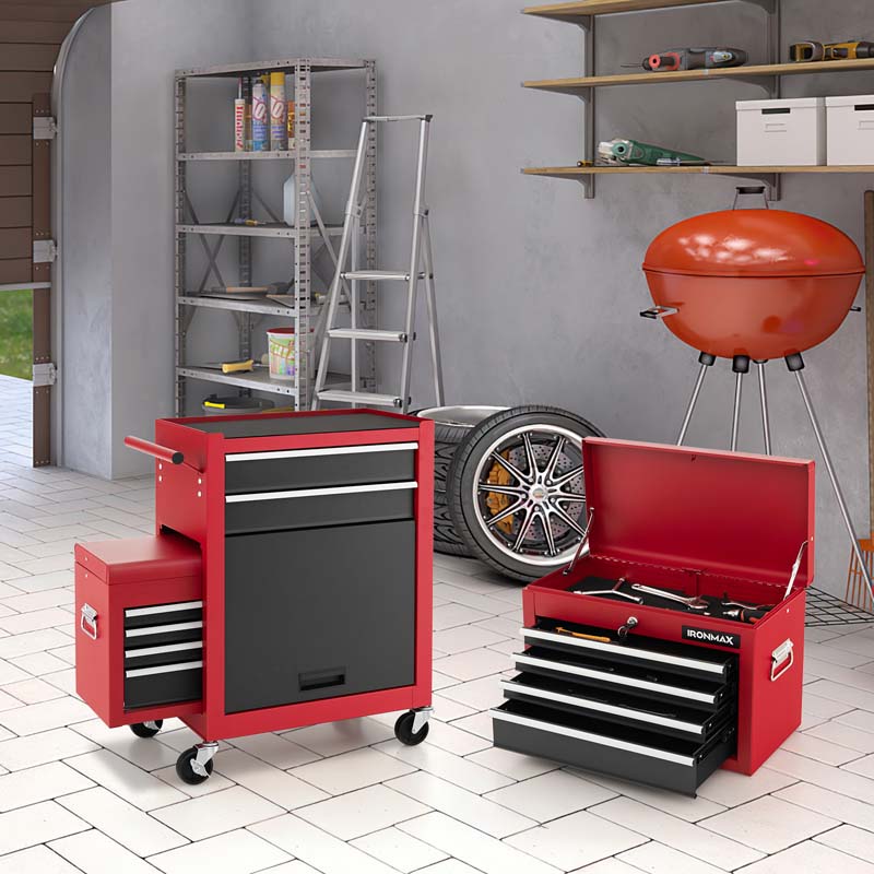 6-Drawer Rolling Tool Chest Cabinet, 3-in-1 Detachable Heavy-Duty High Capacity Tool Box Combo with Lockable Wheels for Garage Workshop