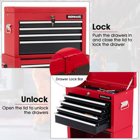 6-Drawer Rolling Tool Chest Cabinet, 3-in-1 Detachable Heavy-Duty High Capacity Tool Box Combo with Lockable Wheels for Garage Workshop