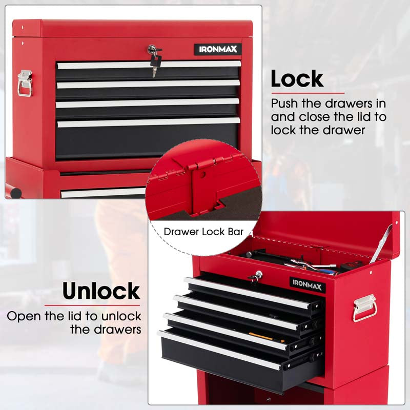 6-Drawer Rolling Tool Chest Cabinet, 3-in-1 Detachable Heavy-Duty High Capacity Tool Box Combo with Lockable Wheels for Garage Workshop