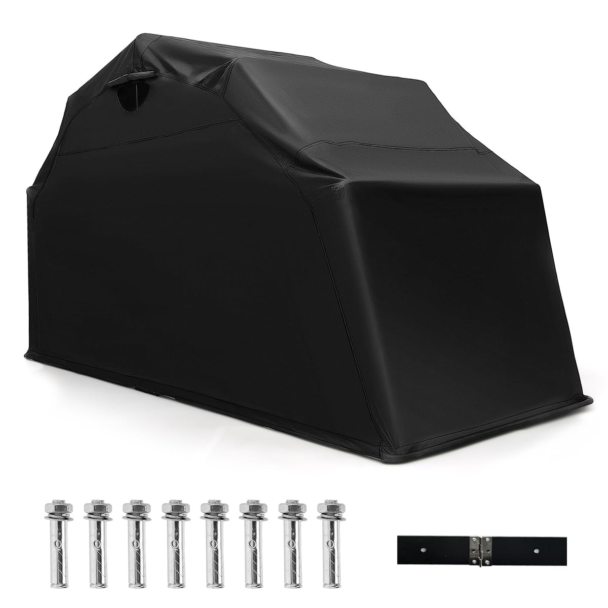 Outdoor Motorcycle Shelter, Heavy Duty Motorbike Shed Waterproof Storage Garage Tent with 600D Oxford Cover & 2 Roll-up Windows, 136" x 54" x 75"