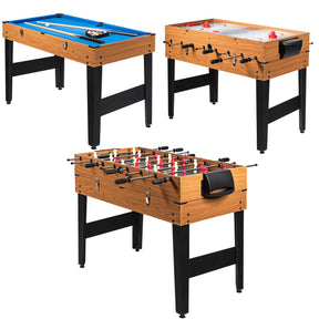 48" Multi Game Table, 3-in-1 Foosball Soccer, Billiards & Air Hockey Combo Table for Adults & Kids, Game Room, Arcade, Party, Family Night