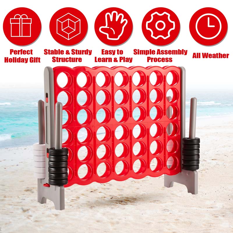 Giant 4-In-A-Row Jumbo 4-to-Score Giant Game Set with 42 Jumbo Rings & Quick-Release Slider