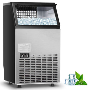 110 LBS/24H Undercounter Commercial Ice Maker, Stainless Steel Built-in Self-Cleaning Ice Machine w/ 33LBS Storage & 24H Timer for Home Bar Restaurant
