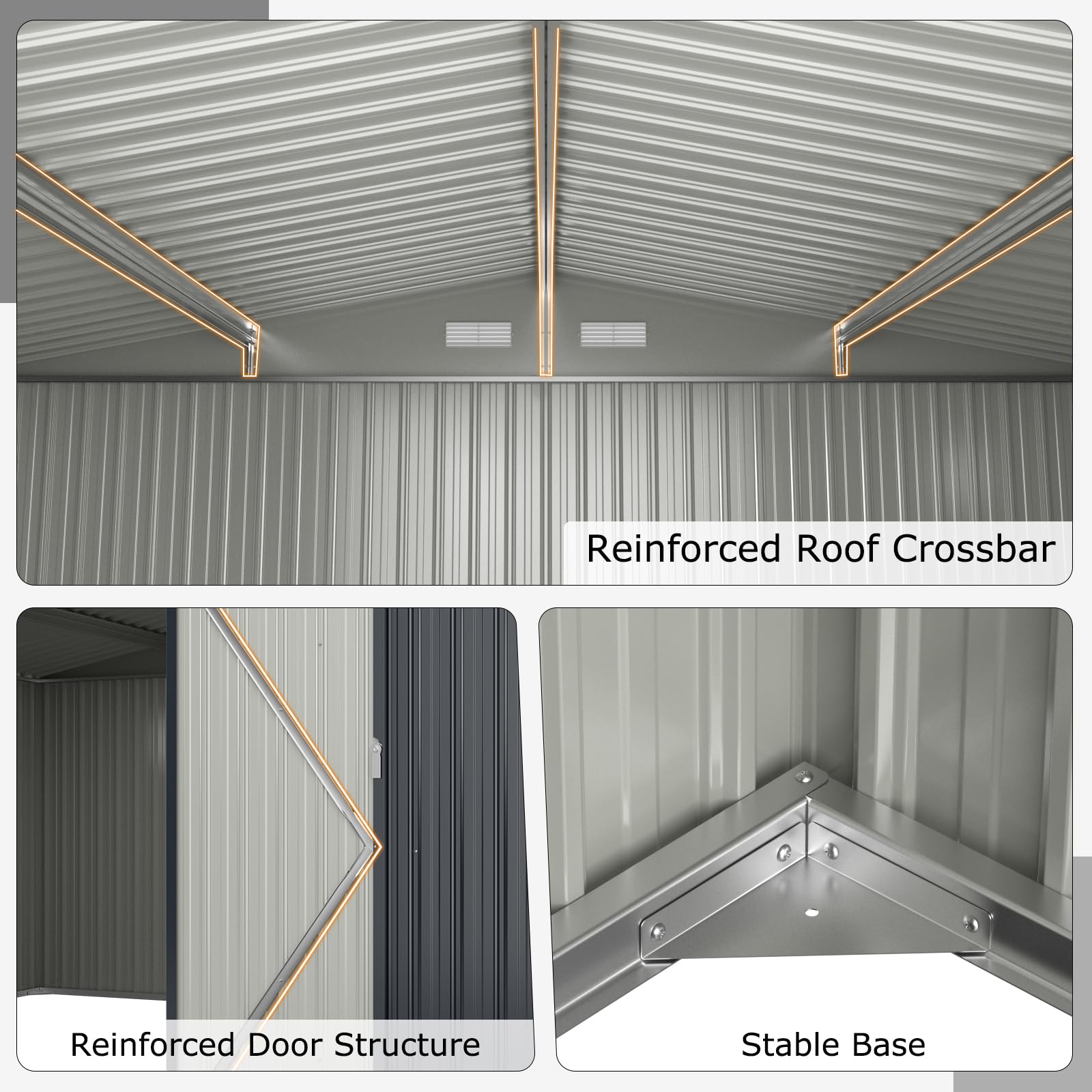12 x 9.8 FT All-Weather Outdoor Storage Shed, Rustproof Galvanized Metal Utility Tool Shed w/Lockable Door, Pitched Roof, Windows
