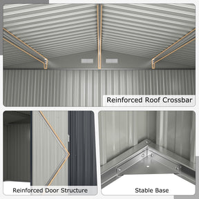 12 x 9.8 FT All-Weather Outdoor Storage Shed, Rustproof Galvanized Metal Utility Tool Shed w/Lockable Door, Pitched Roof, Windows