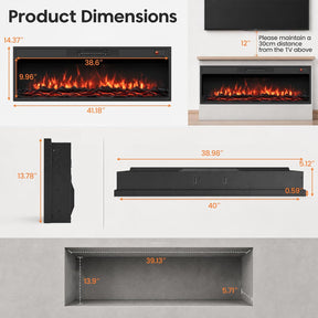 36/40 Inch Recessed Electric Fireplace Heater