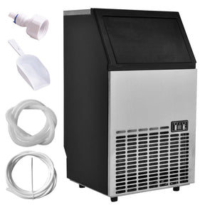 110 LBS/24H Undercounter Commercial Ice Maker, Stainless Steel Built-in Self-Cleaning Ice Machine w/ 33LBS Storage & 24H Timer for Home Bar Restaurant