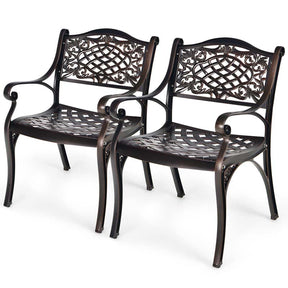 2/4Pcs All-Weather Cast Aluminum Chairs with Armrests & Curved Seats, Outdoor Dining Chairs Patio Bistro Armchairs for Backyard Garden Poolside