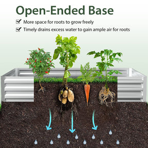 6FT x 3FT x 3FT Galvanized Bottomless Raised Garden Bed with Greenhouse, Dual 2-Tier Roll-Up Windows, Easy Venting & Watering