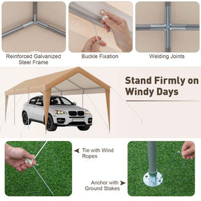 10 x 20 FT Heavy-Duty Steel Frame Carport Portable Garage Tent, All-Season Outdoor SUV Truck Car Canopy Boat Shelter