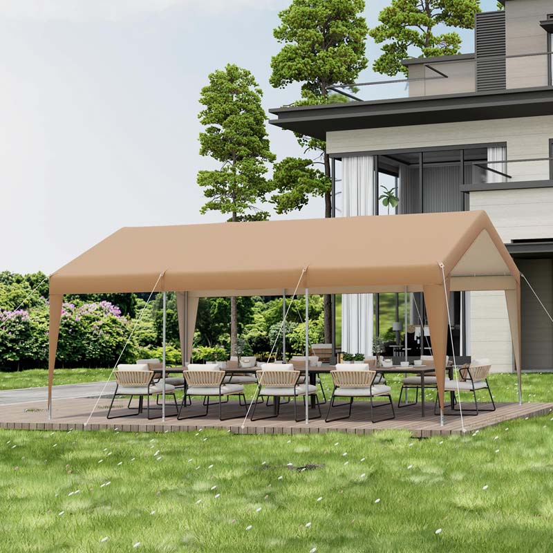 10 x 20 FT Heavy-Duty Steel Frame Carport Portable Garage Tent, All-Season Outdoor SUV Truck Car Canopy Boat Shelter