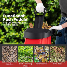 15-Amp Electric Wood Chipper and Shredder, Corded Leaf Mulcher with 15:1 Reduction, Safety Lock, 1.77" Cutting Diameter, Collection Bag & Wheels