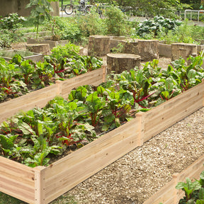 Natural Raised Garden Bed Elevated Planter Box with Open Bottom, 97”L x 25.5”W x 10”H Wooden Growing Bed for Garden Patio Yard
