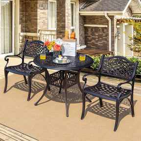 2/4Pcs All-Weather Cast Aluminum Chairs with Armrests & Curved Seats, Outdoor Dining Chairs Patio Bistro Armchairs for Backyard Garden Poolside