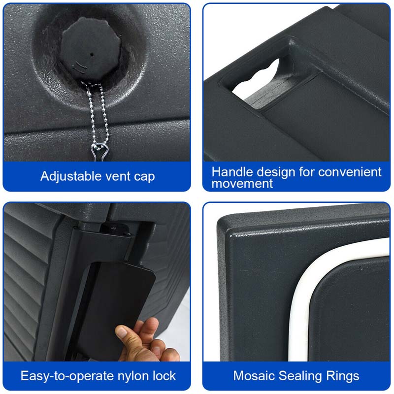 95 Quart Front-Loading Insulated Food Pan Carrier, Manual Lockable Food Transporter with Handle for 8 Size Food Pans