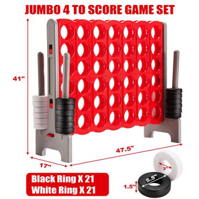 Giant 4-In-A-Row Jumbo 4-to-Score Giant Game Set with 42 Jumbo Rings & Quick-Release Slider