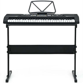 61 Key Keyboard Piano Starter Set with LCD Screen, Portable Digital Piano with Headphone, Foldable Piano Bench, Dual Power Supply