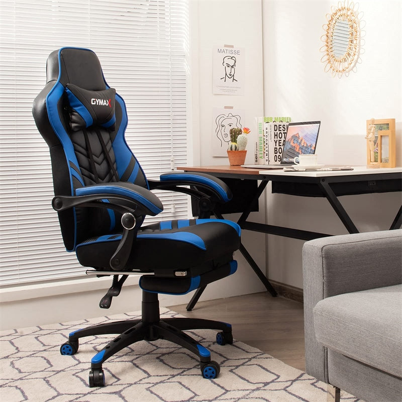 Ergonomic Gaming Chair Recliner with Footrest, Linkage Armrests & Lumbar Support, Big Wide High Back Swivel Video Gaming Office Computer Chair
